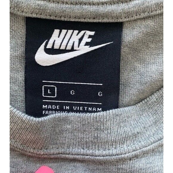 Nike Gray Crop T-shirt Spell Out Logo Large Activewear Oversized Boxy Streetwear - Picture 5 of 10